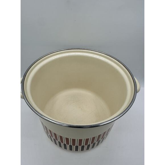 Vintage Moneta MCM Beige Brown Stock Pot 8-Quart Enamel with Lid Made in Italy - Picture 5 of 8